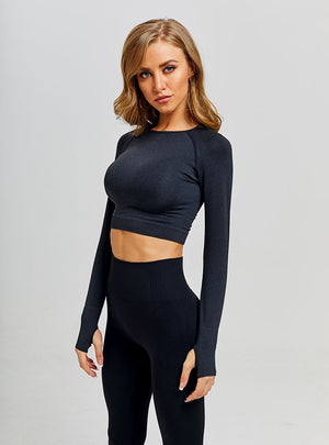 Kimberly Seamless Long Sleeve Crop Top - Fitty2fitty